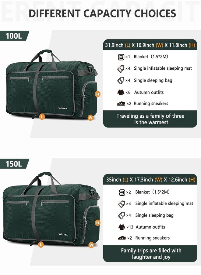 Gonex 80L Packable Travel Duffle Bag Foldable Duffel Bags for Luggage Gym Sports Camping Travelling Cycling Storage Shopping Water & Tear Resistant Dark Green - Image 4